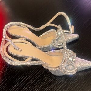 MACH & MACH Glittering Silver Heels